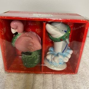 Flamingo and Dolphin Salt and Pepper shakers by Lifestyle Studios